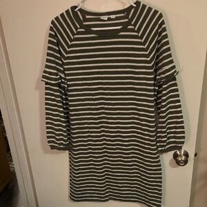 GAP Olive and White Striped Dress